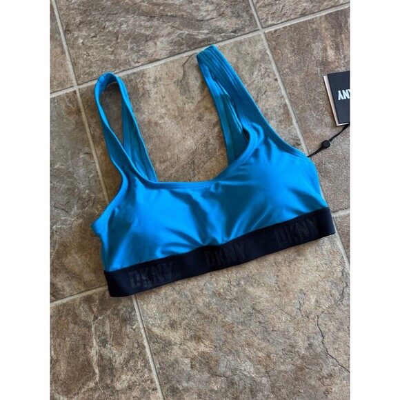 DKNY Scoop Neck Logo Bikini Swim Top Size Medium - Picture 4 of 9